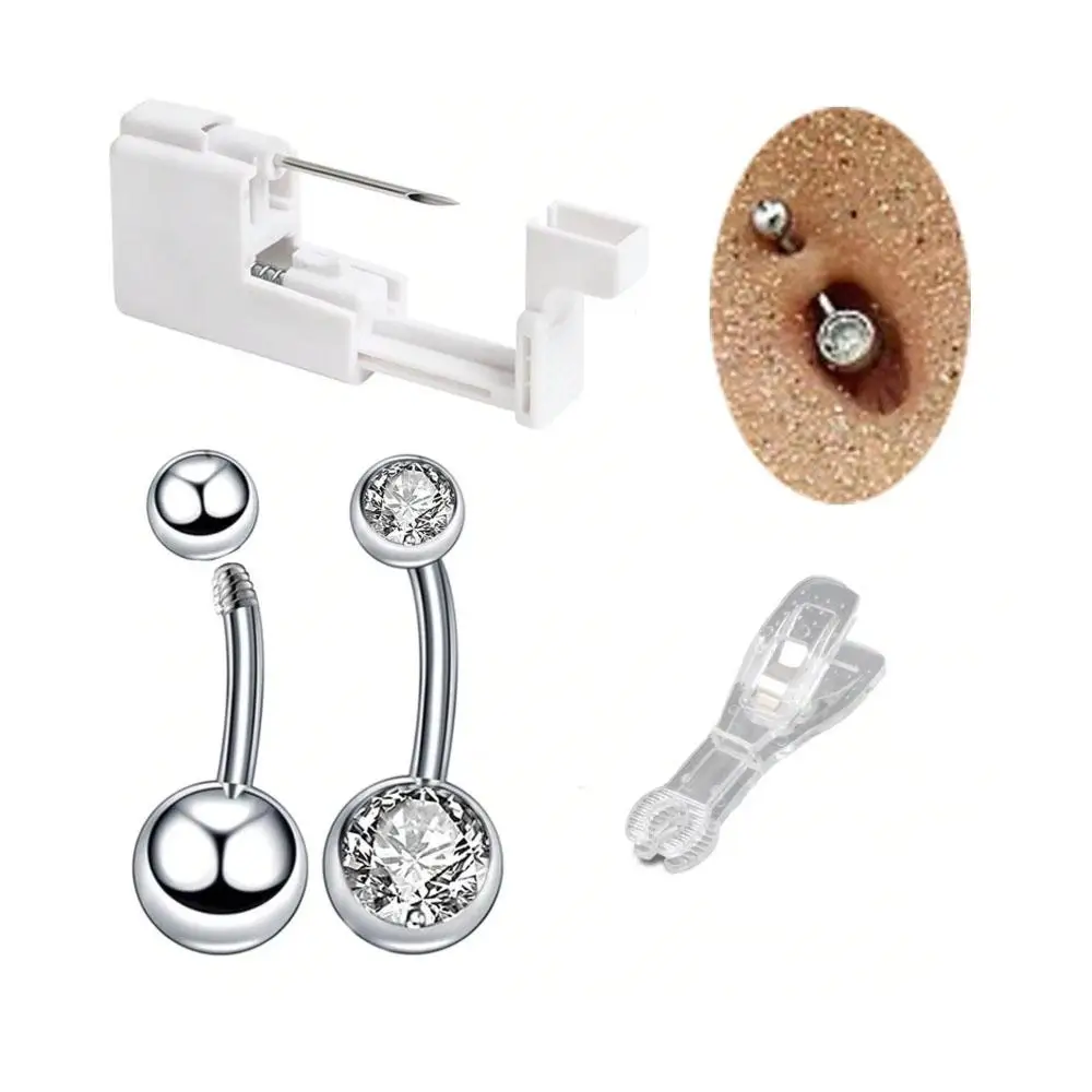 1/4pcs Set Professional Body Piercing Kit For Septum/Nose/Belly Button/Lip/Nipple Piercing Gun Kits Needle Tool Stainless Steel