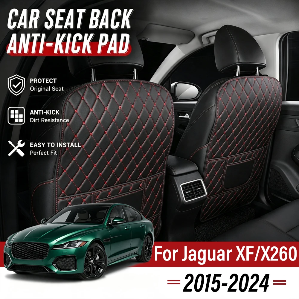 Easy Clean PU Anti Kick Mat Pads For Jaguar XF/X260 2015-2024, Two Color Choice Waterproof, Quick Install Full Coverage