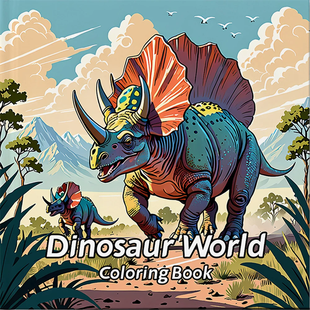 Dinosaur World Coloring Book for Adults And Teens Featuring Cute Kill Time Graffiti Painting Drawing Art Book Halloween gift