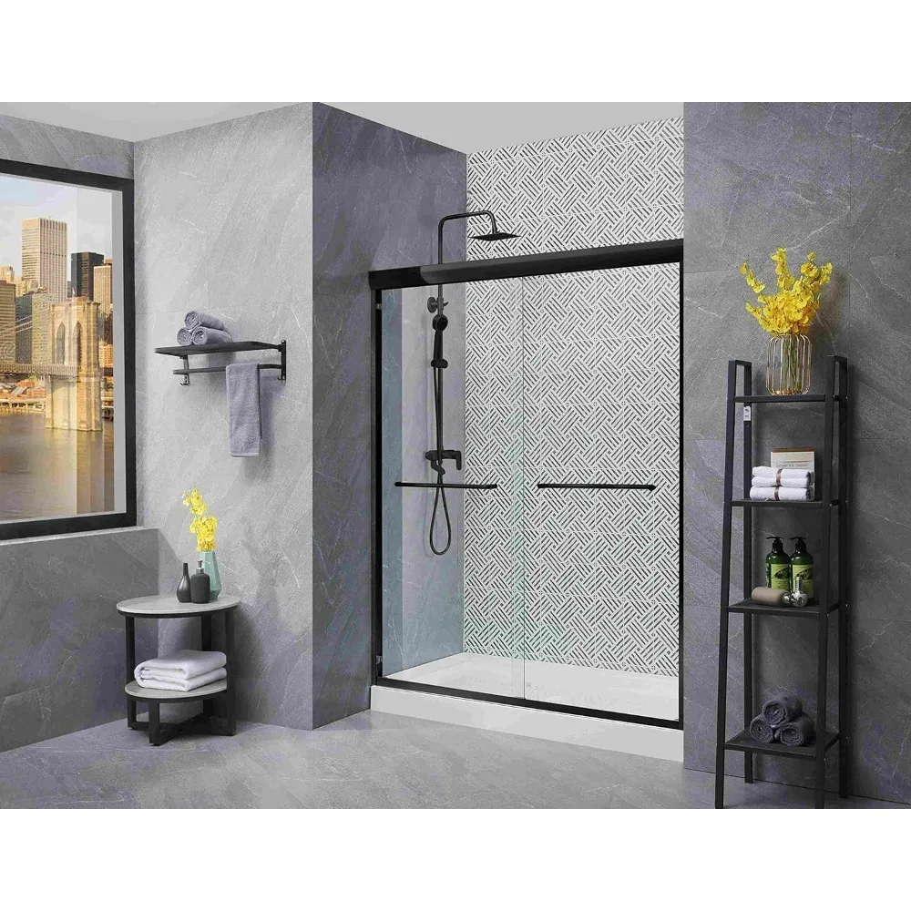 

Shower Door, 56-60 in W X 72 in H, Sliding Shower Glass Door Adjustable Semi Frameless Door, Shower Door