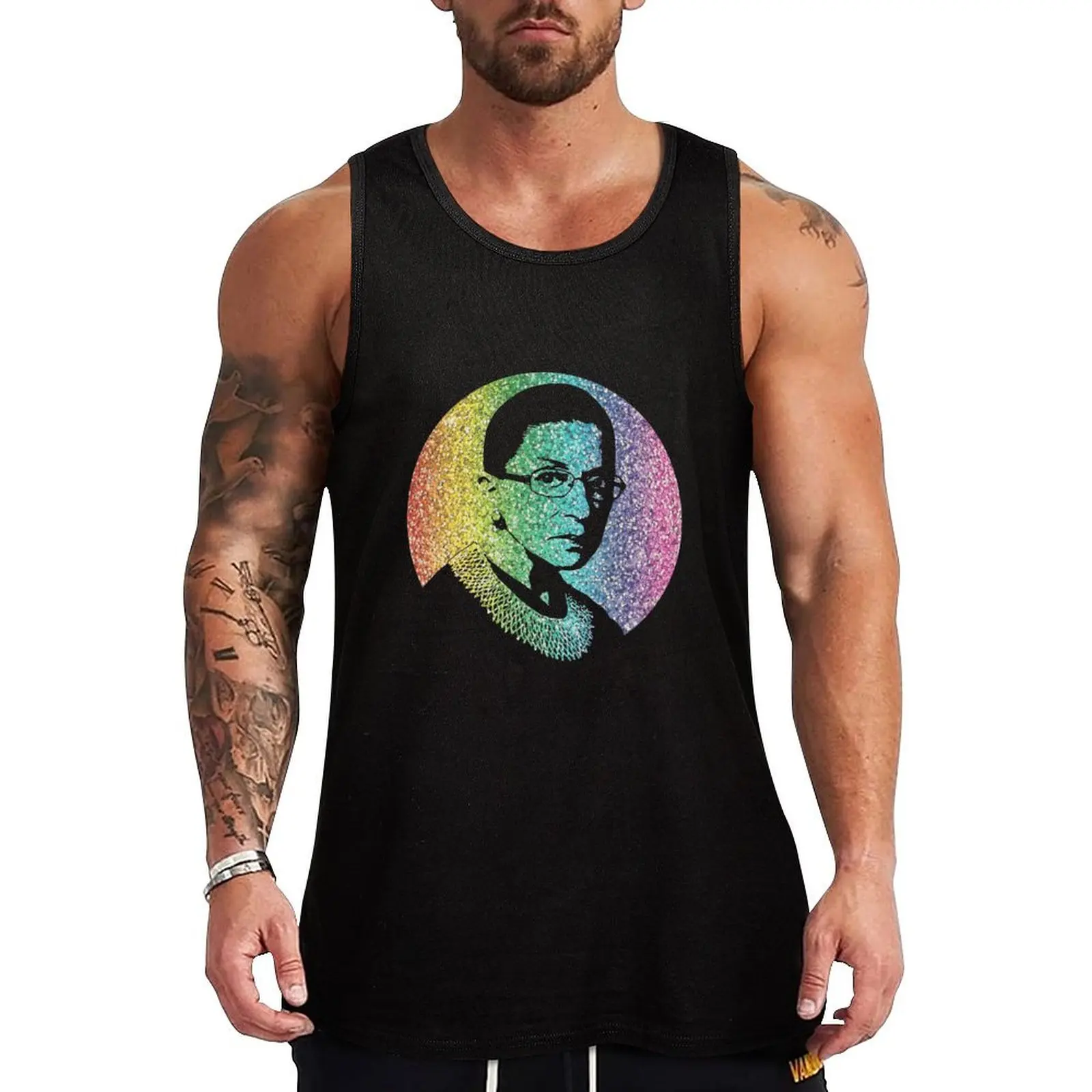 

Ruth Bader Ginsburg Glitter Rainbow Tank Top summer Men's tops Men's sleeveless
