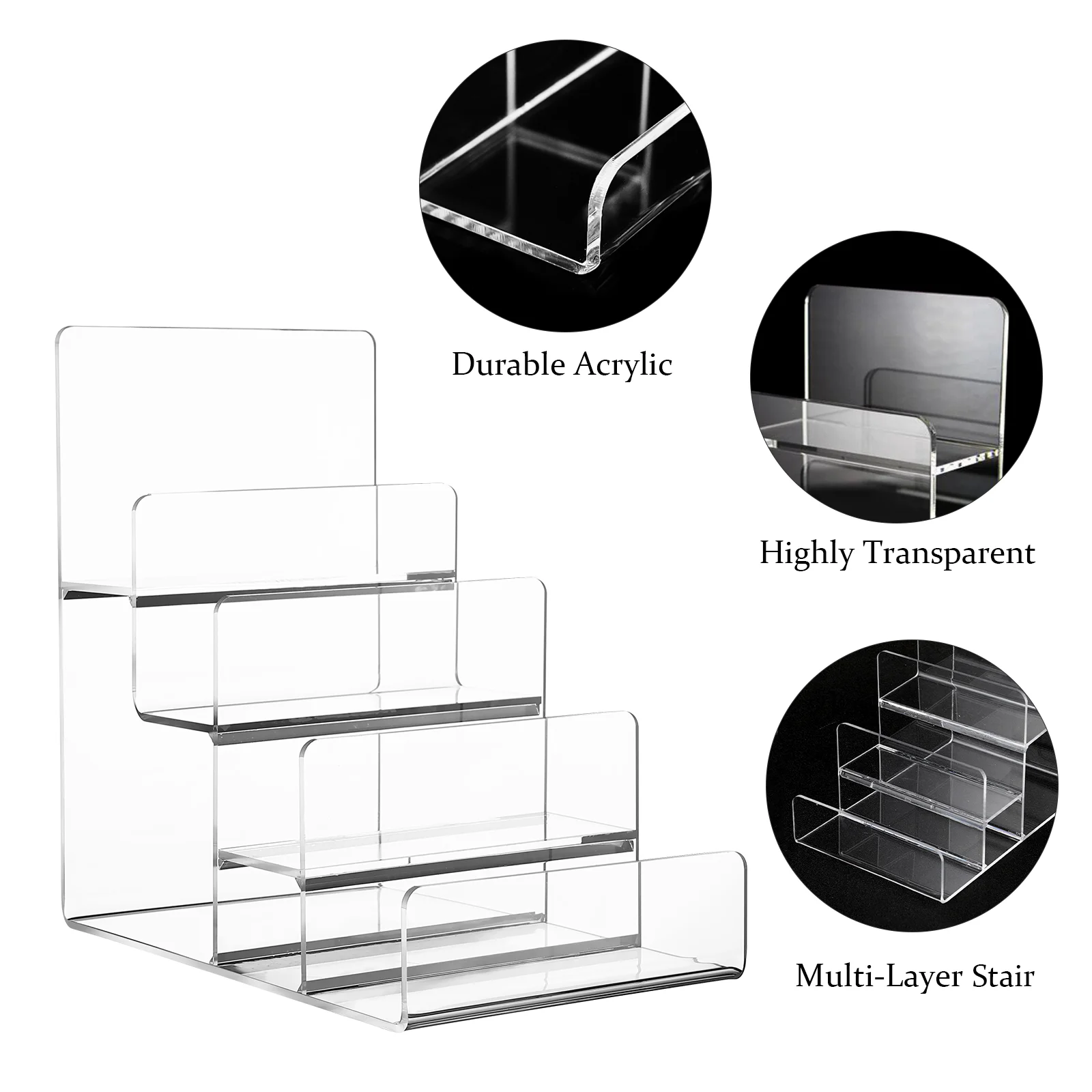 Display Cabinet Trapezoid Stand Desktop Clutch Storage Rack Acrylic Wallet Holder Purse Shelf Jewelry Travel