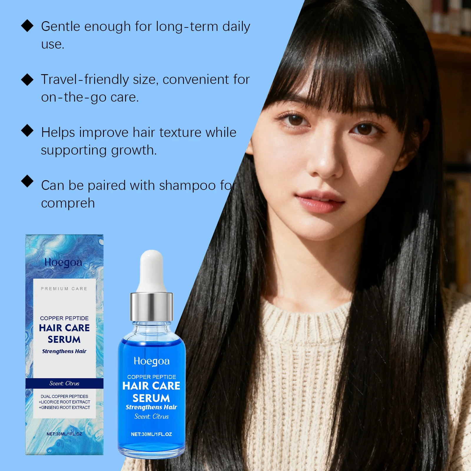 Copper Peptide Hair Nourishing Essence Moisturize Nourish Scalp Improve Damage Dry Restore Luster Smooth Hairs Nutrition Serum