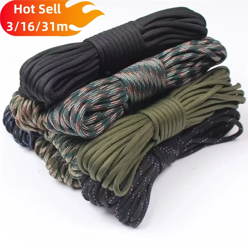Neue 550 Military Paracord 7 Strang 4mm Taktische Fallschirmschnur 3 m/16 m/31 m Camping zubehör Outdoor Survival DIY Armband Seil
