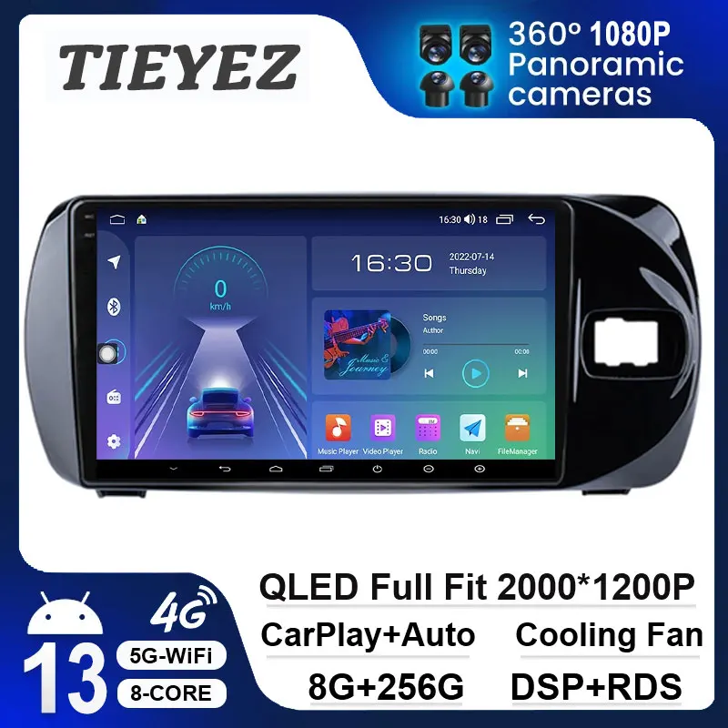 Android 14 For Toyota Vitz 3 XP130 2014 2015 2016 2017 2018 2019 Car Radio Player 9'' Video Autoradio Multimedia Navigation GPS