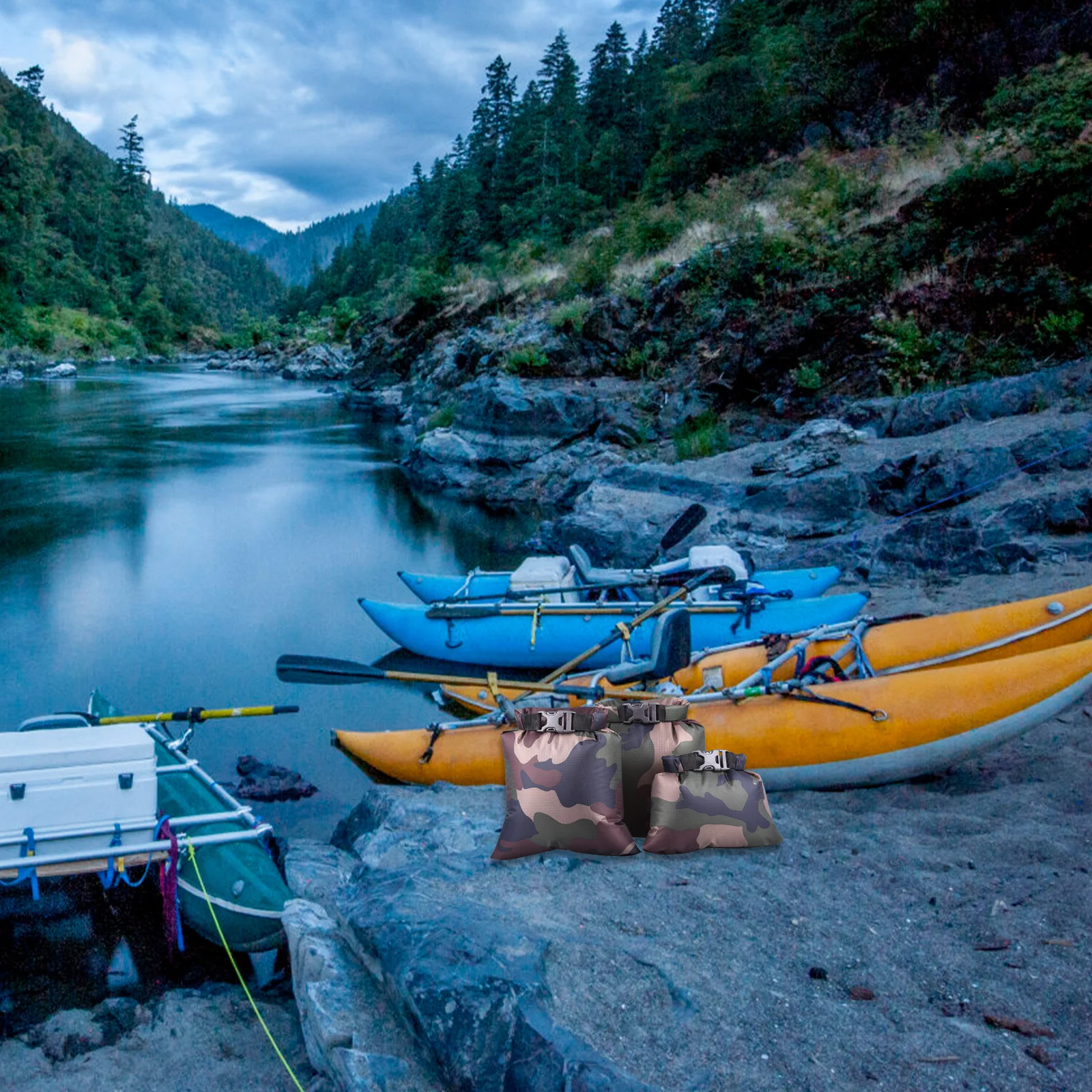 3Pcs Waterproof Dry Bags Portable Drifting Storage Pouches Outdoor Camping Kayaking Rafting Storage Bag Dry Bag