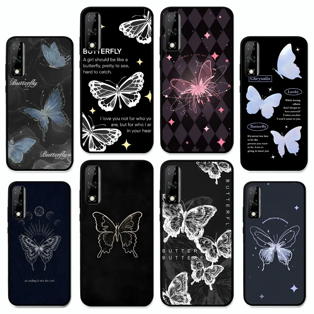 INS Cartoon Butterfly Minimalism Phone Case For Huawei Y9 6 7 5 Prime Enjoy 7s 7 8 Plus 7a 9e 9plus 8E Lite Psmart Shell