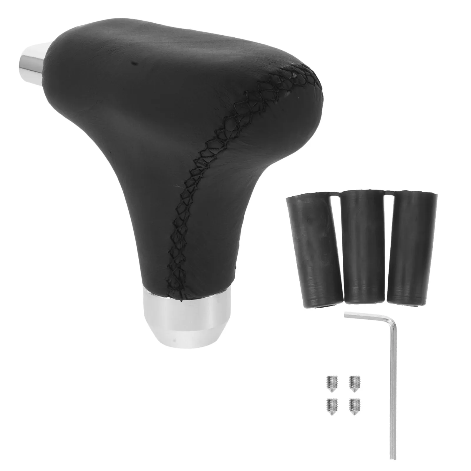 Universal Automatic Gear Knob for Cars PU Wrapped Metal Shift Knob with Hand-Stitched Detail 4 Adapters Included Car