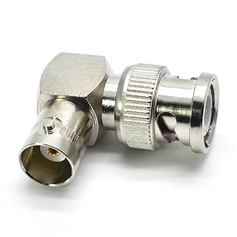 1Pcs Q9 BNC Male Female 90 Degree Right Angle Connector BNC Male To BNC Female L-shaped Video Adapter Brass Nickel Plated