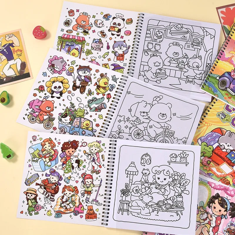 Fun Activity Painting Book Children's Puzzle Coloring Book Drawing Graffiti Coloring Book Cute Coloring Book