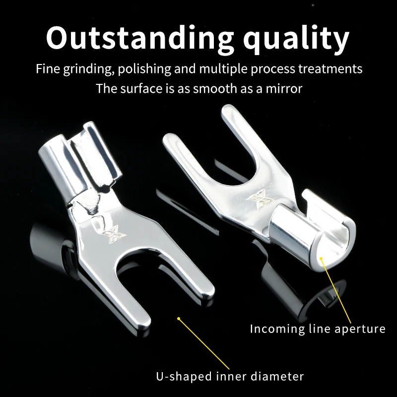 

XS-A009 DIY U-shaped connector plug for speakers 1pcs 4pcs and power amplifiers made of pure silver Y-plug speaker wire