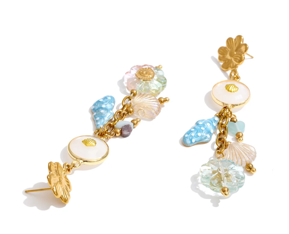 Yhpup Neuheiten: Edelstahl-Ohrringe mit Kunstharz-Blumen, Exklusiver Stil, Sommerlicher Schmuck, Perfektes Geschenk – Detail 2