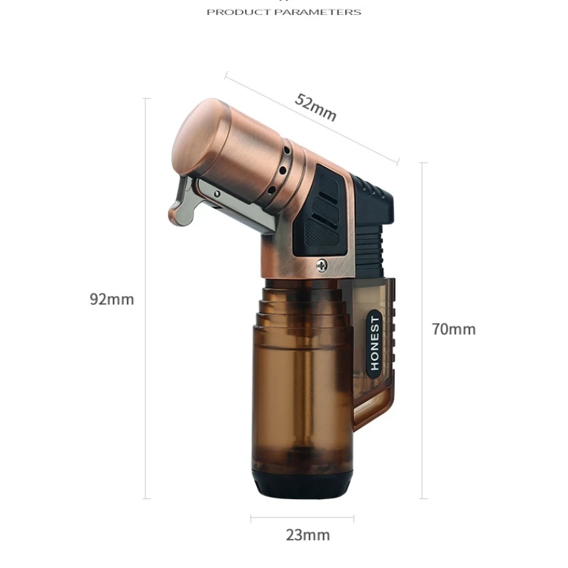 HONEST Gas Jet Cigar Lighter Three Torch Metal Windproof Elbow Butane Turbo Spray Gun Creative Smoking Tools Men\'s Unusual Gifts