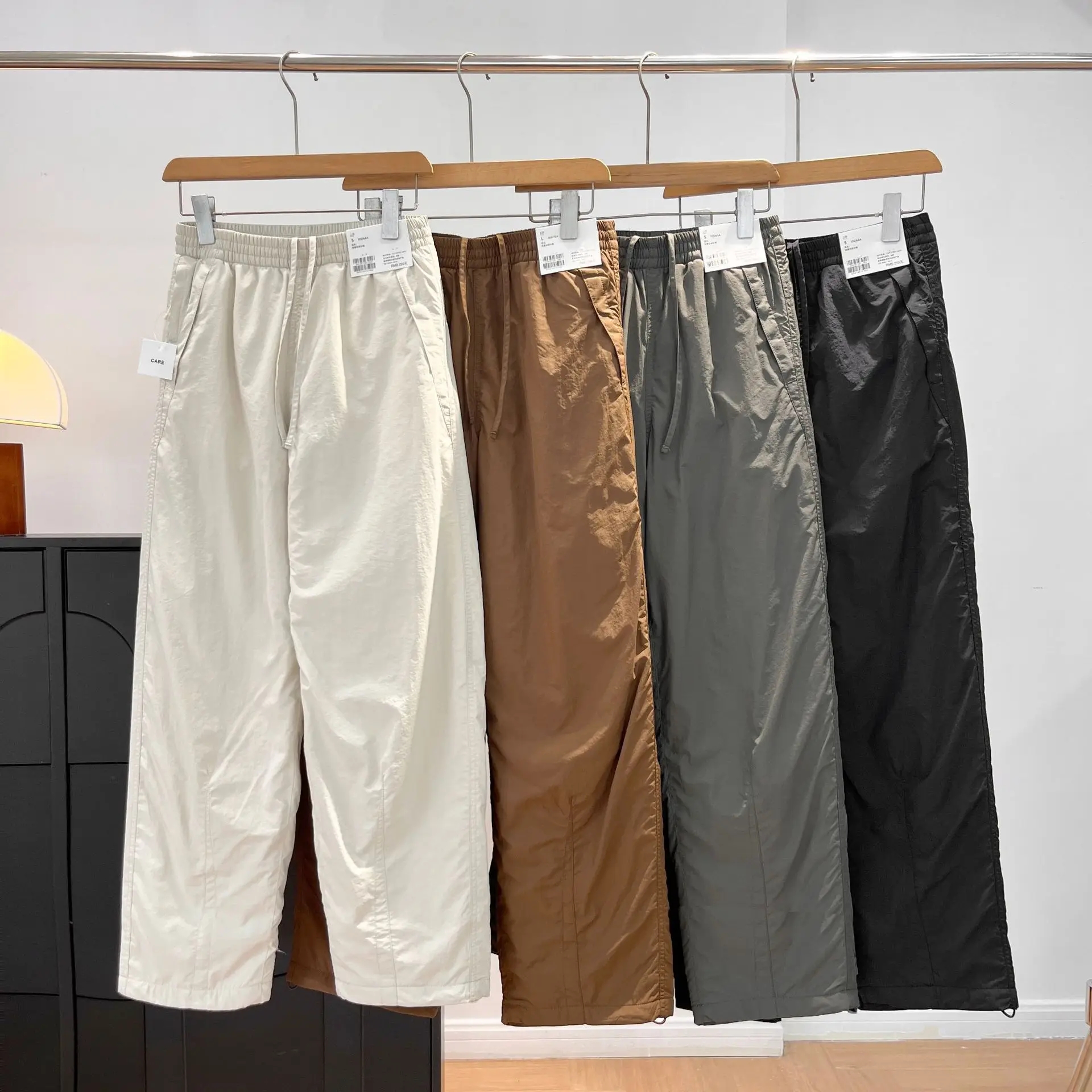 Autumn Winter Women Fleece Lined Cargo Pants, Windproof Loose Wide Leg Drawstring Casual Trousers 4 Colors