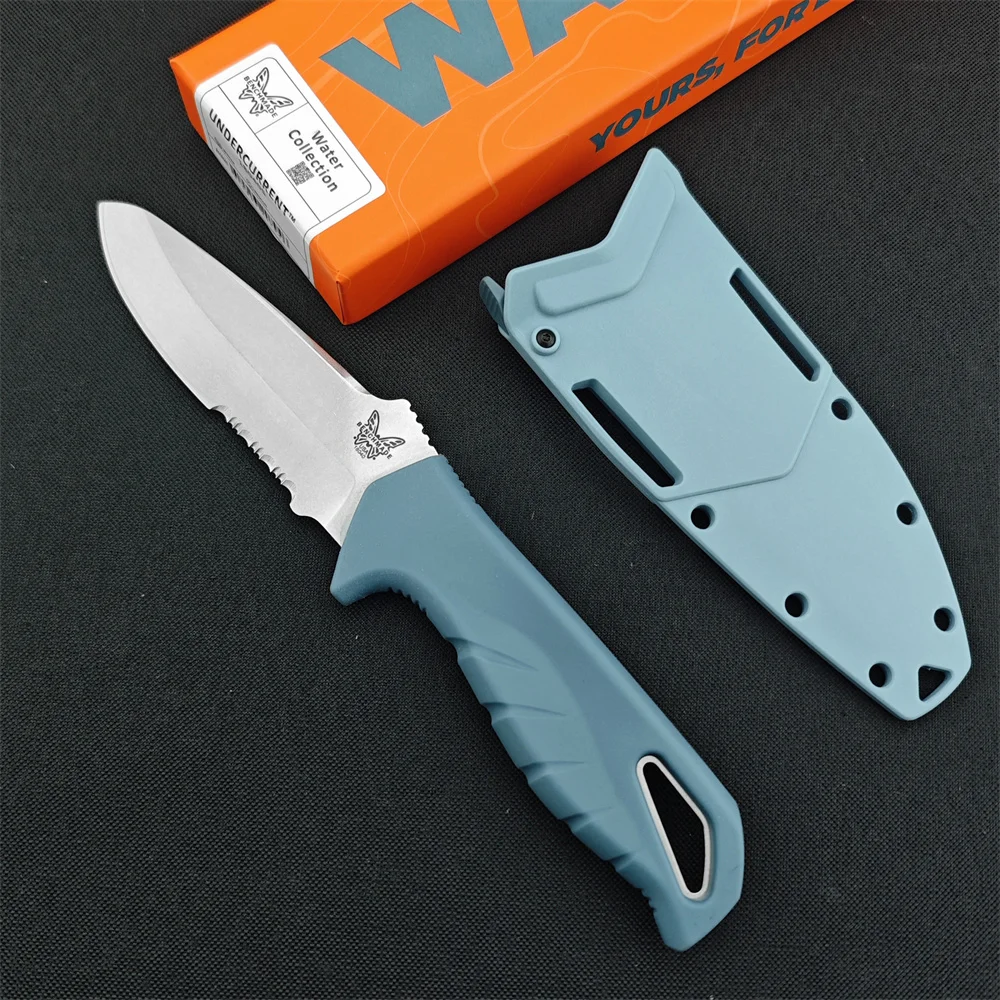 BM Undercurrent 18040 Military Fixed Knife D2 Blade Blue Nylon Fiber Handle Outdoor Tactical Knife Camping Hunting EDC Multitool