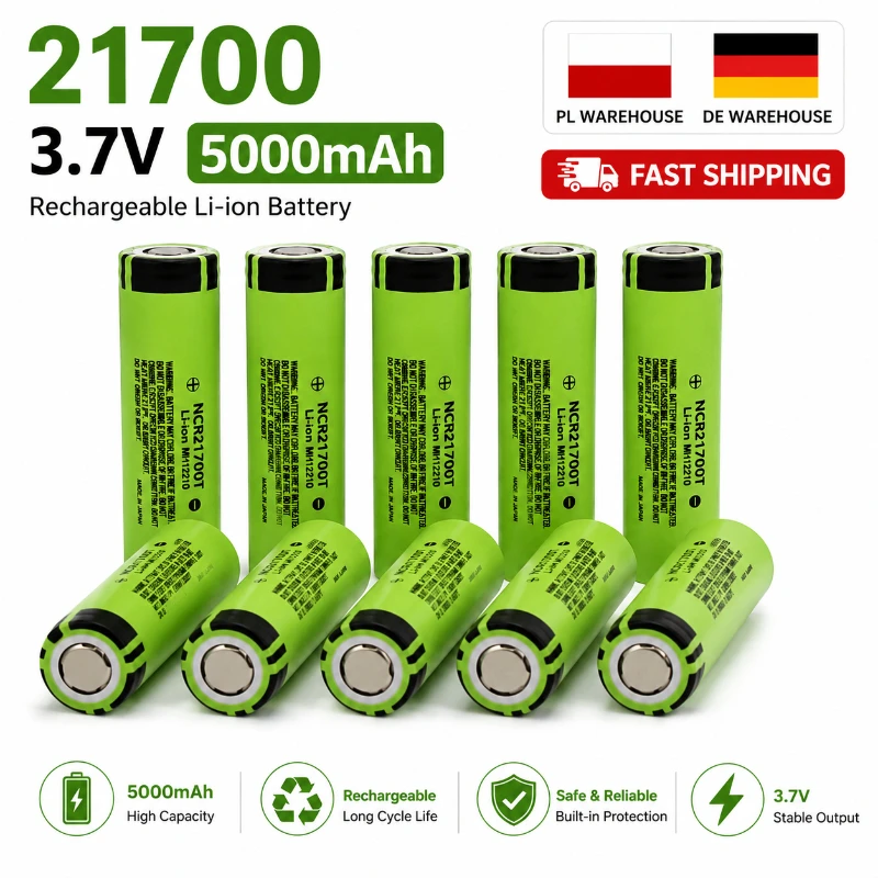 21700 3,7V 5000mAh Wiederaufladbare Lithium-Ionen-Batterie 40A Hochleistungs-Akkuzelle, EU-Lagerbestand Schneller Versand, Geeignet für Elektrowerkzeuge, Taschenlampen, tragbare Elektronik,