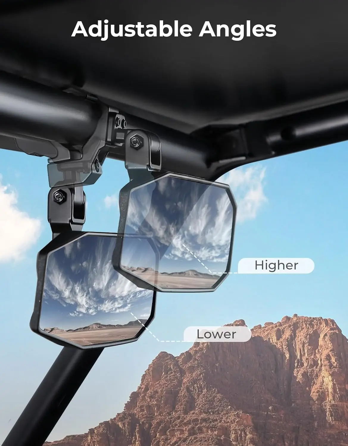 Espejo Retrovisor Universal UTV 360 °   Espejos de ángulo ajustables aptos para roll Cage de 1,5 "-2" compatibles con Polaris RZR 1000 XP