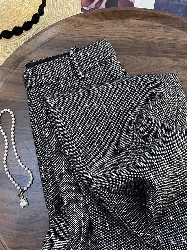 Hoge kwaliteit vrouwelijke wijde pijpen broek casual lange broek losse pasvorm mode Franse stijl winter volledige lengte kantoor dame 2025, nieuw