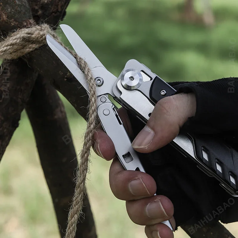 BHBT 6 In 1 Multitool Scissors Detachable Knife Outdoor Folding Knife Screwdriver Multifunction Pocket EDC Multi Tools