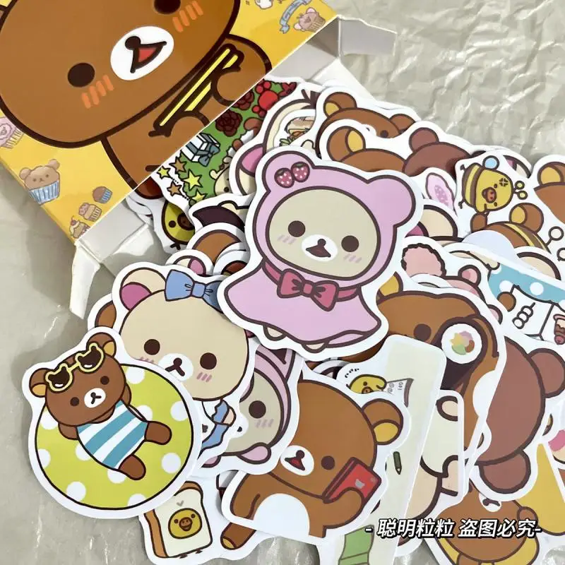 60 Sheets Kawaii Cute Rilakkuma Stickers Scrapbook Diy Materials Water Cup Phone Cases Decorative Stickers Kid Toy Gift For Girl