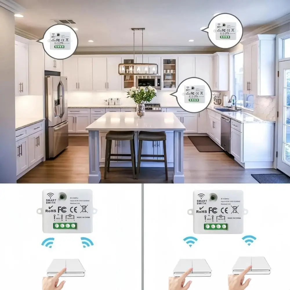 Wireless Smart Switch Light 433Mhz RF 86 Wall Panel Switch with Remote Control Mini Relay Receiver 220V Home Led Light Lamp Fan