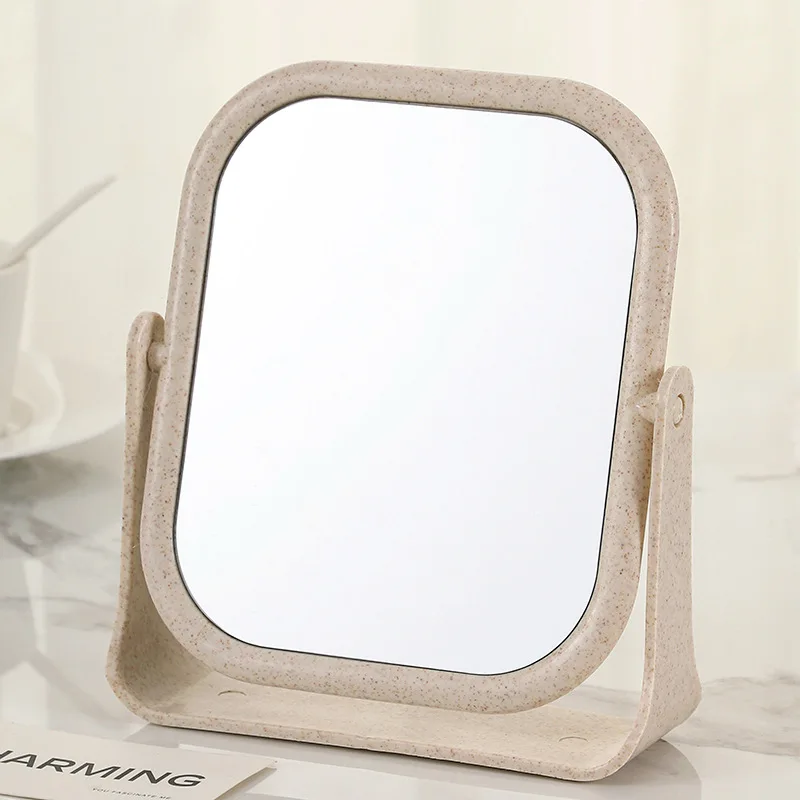 Square Makeup Mirror - 360° Swivel, HD Double Sided Vanity Mirror for Dorm and Bedroom with Swivelling Tabletop Vanity Mirror