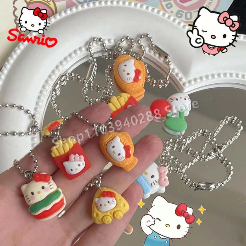 Sanrio Gantungan Kunci Hello Kitty, gantungan kunci kartun lucu tas ponsel liontin modis Keyring perhiasan aksesori untuk hadiah Tahun Baru anak perempuan