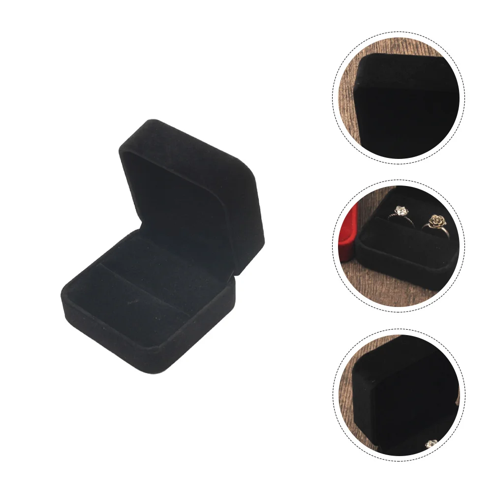 

1Pcs Fashion Ring Box for Wedding Engagement Proposal Valentine's Day Gift Black Premium Jewelry Storage Case Soft Touch Sturdy