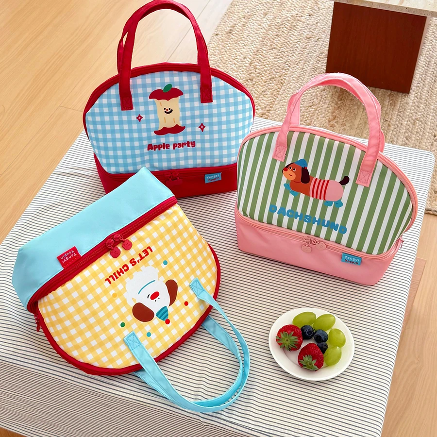 Borsa termica per il pranzo a doppio strato Borsa per pendolari portatile resistente all'olio impermeabile di grande capacità per studenti e di