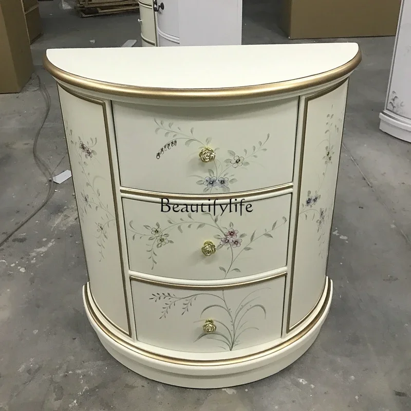

0 European semicircular entrance cabinet, bedroom aisle painted foyer cabinet, living room simple decorative cabinet