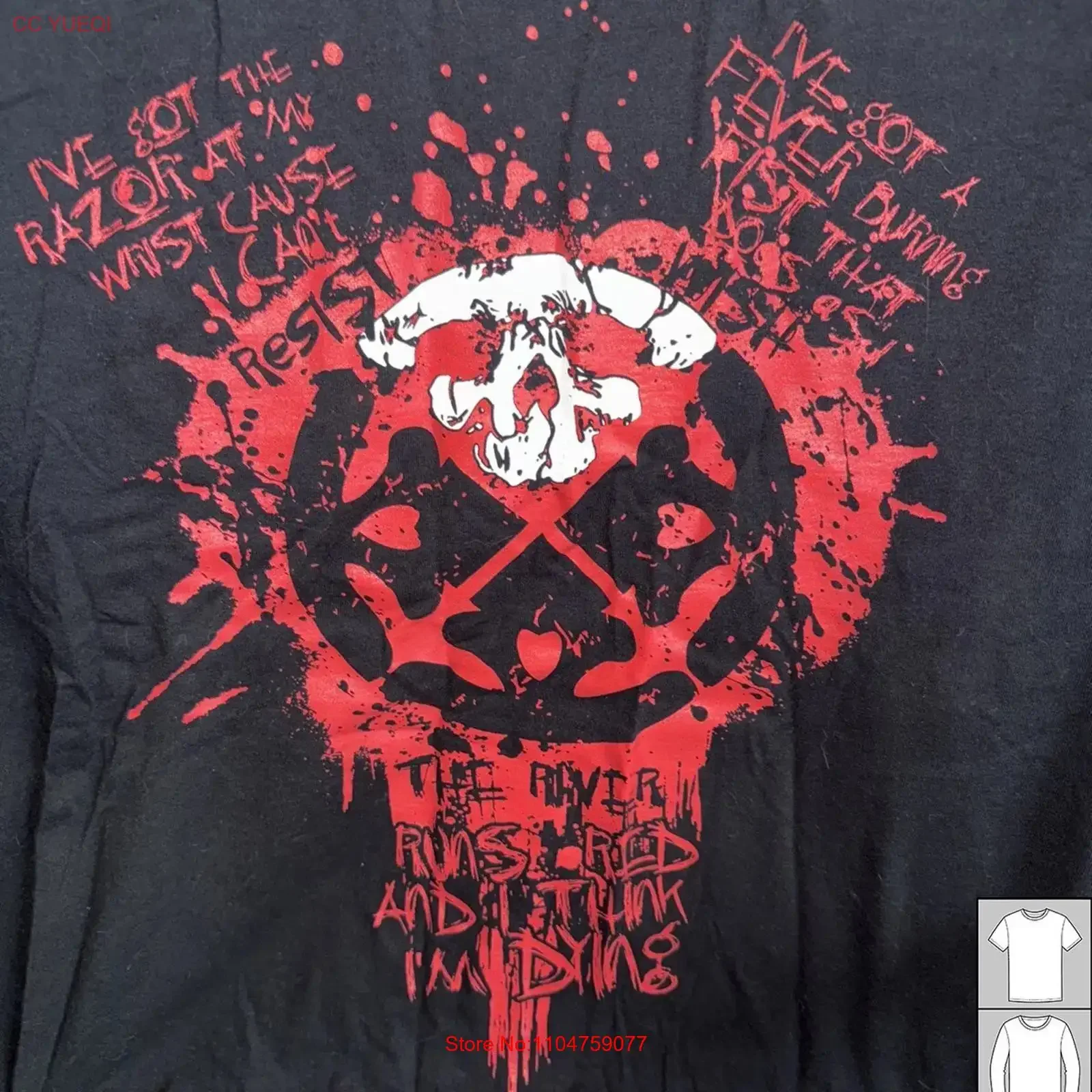 Camiseta Hot Life Of Agony River Runs de algodón rojo S 235XL JJ270 vintage, lavada, transpirable, suave, unisex, versátil, ligeramente holgada