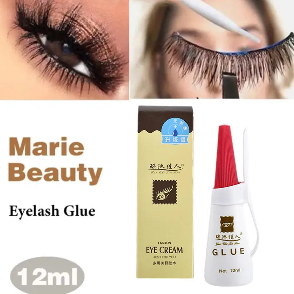 12ml Eyelashes Extension Glue Waterproof Lasting Grafting Lashes Glue Quick Drying Adhesive Black Glue No Irritant Makeup Tools