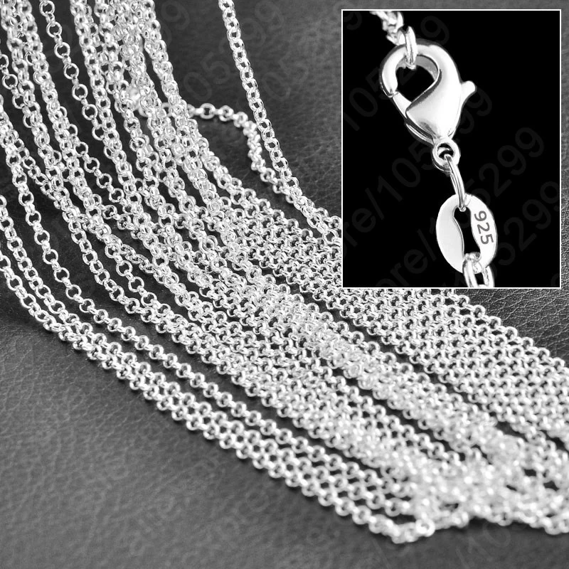 10PCS Classic Wholesale Jewelry Pure Genuine 925 Silver Color Snake Chain Necklace for Men Women Top Quality 16-30\