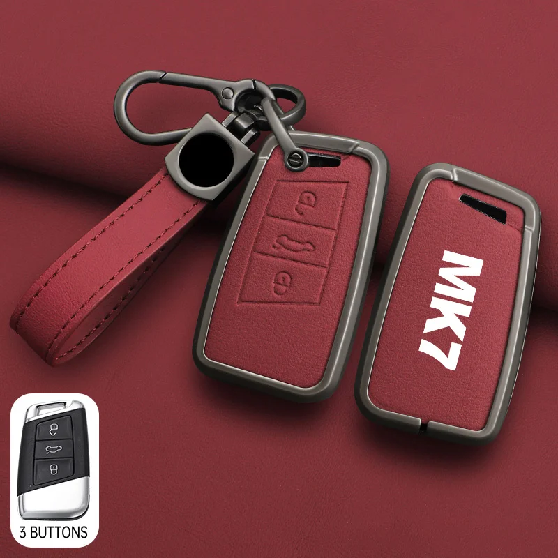 Zinc Alloy Car LOGO Key Case Cover Shell Cover Shell For VW Volkswagen Golf 7 MK7 Tiguan MK2 T-roc T-cross Skoda Octavia Kodiaq view 5