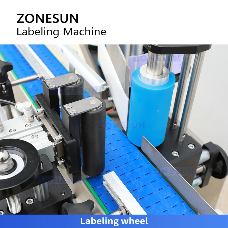 

Zonesun ZS-TB500R Round Bottle Label Applicator - Tabletop Wrap Around Labeling Machine for Bottles