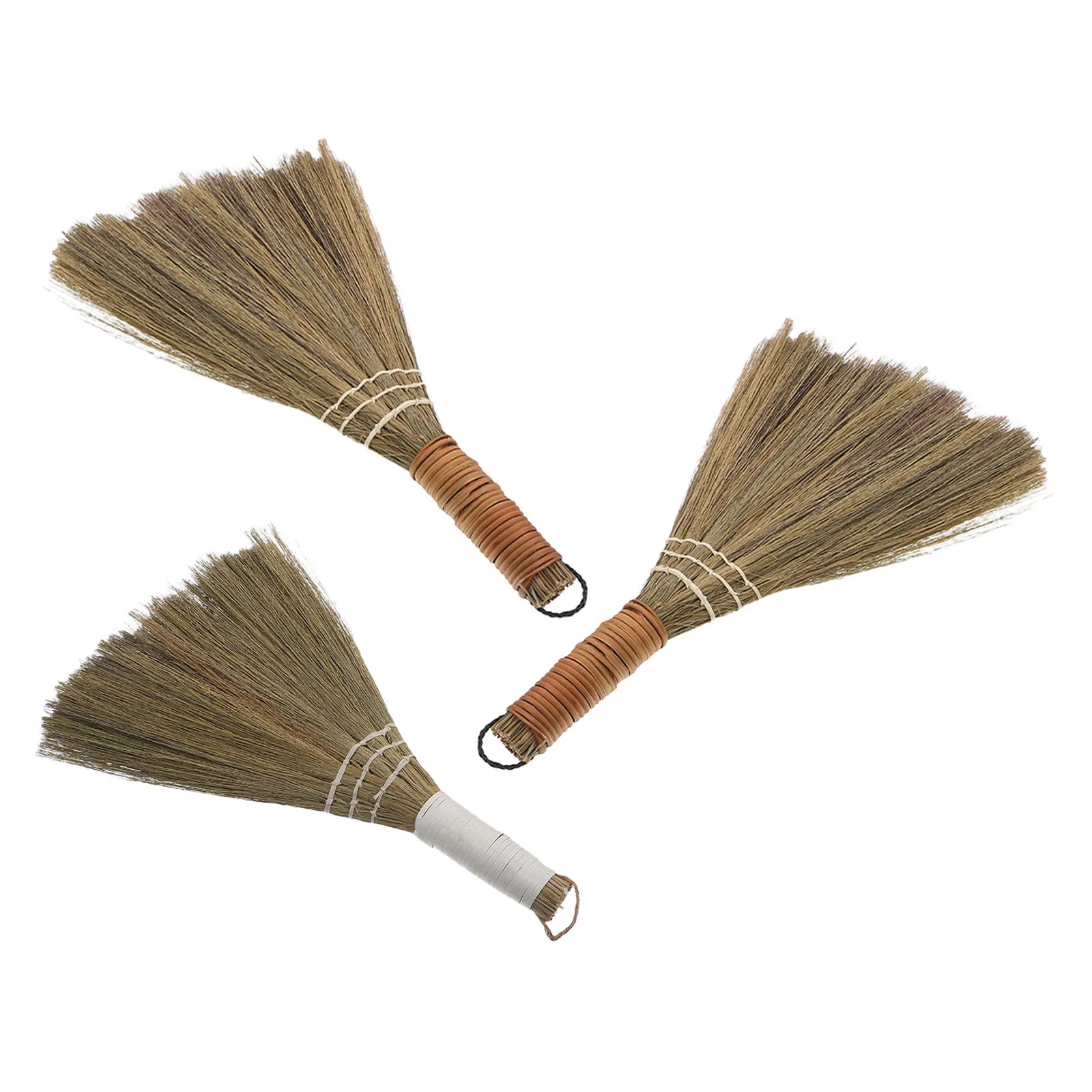 3Pcs Small Handheld Straw Brooms Vietnamese Grass Soft Whisk Brooms Indoor Cleaning Sweeper for Living Room Kitchen Car