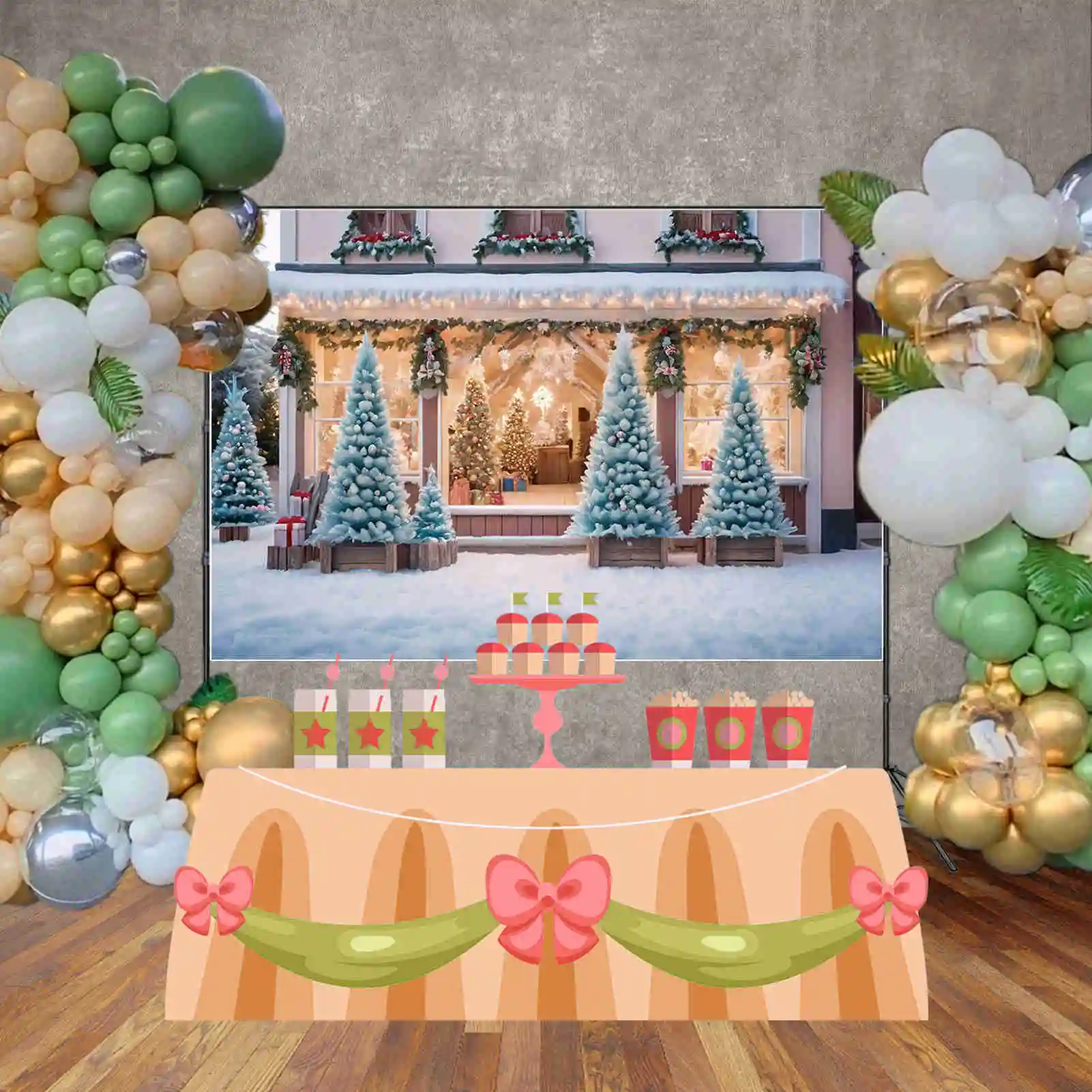 MOON.QG-Arrière-Plan de Photographie pour Enfant, Décoration d'Arbres de Noël, Boutique de Cadeaux de Noël 2025