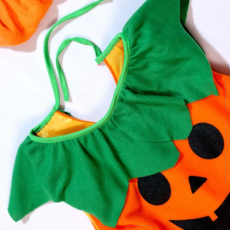 Pelele con sombrero y zapatos para bebé, conjunto de ropa de Cosplay de calabaza de 60-90CM, una pieza, para Halloween