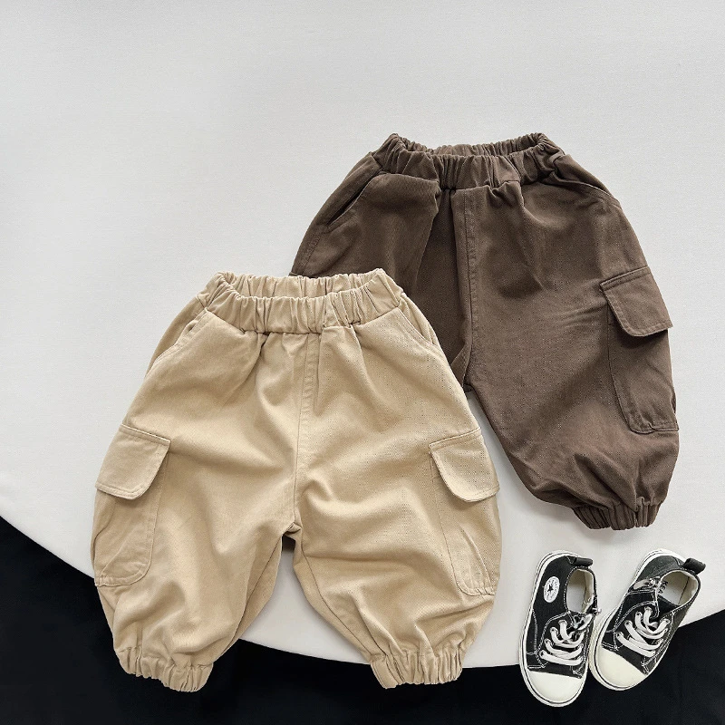 

Boys Work Pants 2023 Fall New Girls Casual Pants Children Baby Korean Children's Clothing Boys Pants Retro