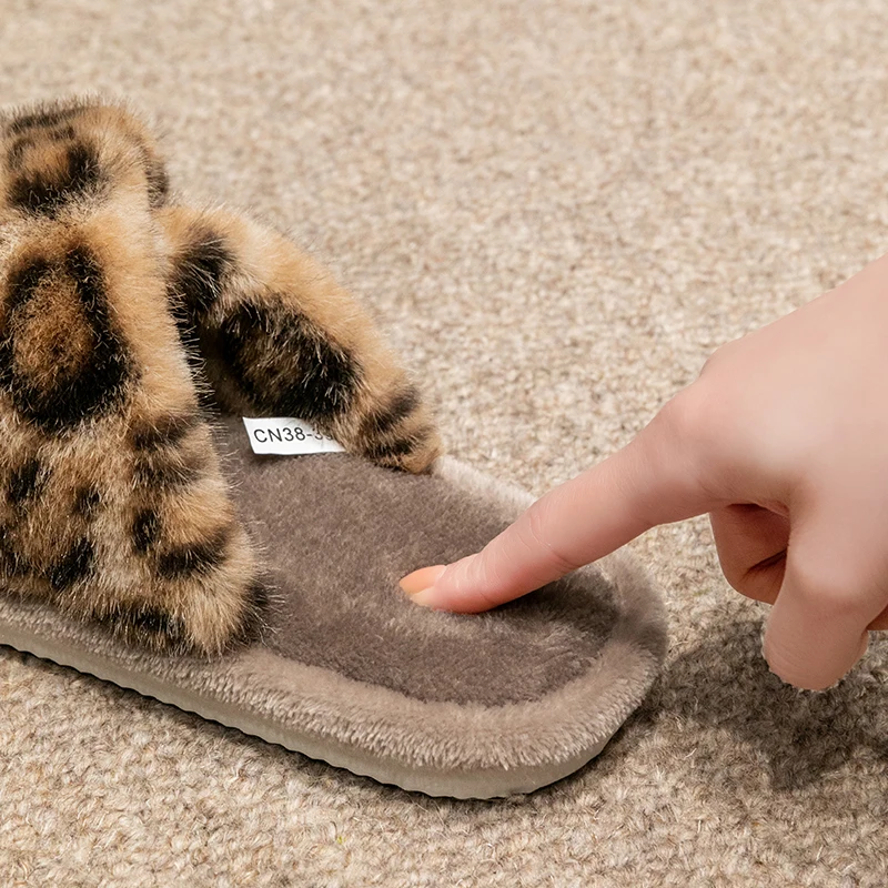 Women's Leopard Print Open Toe Slippers, Spring Autumn Indoor Shoes, Soft Silent Non-Slip Sole Breathable Comfort Home Shoes image 5
