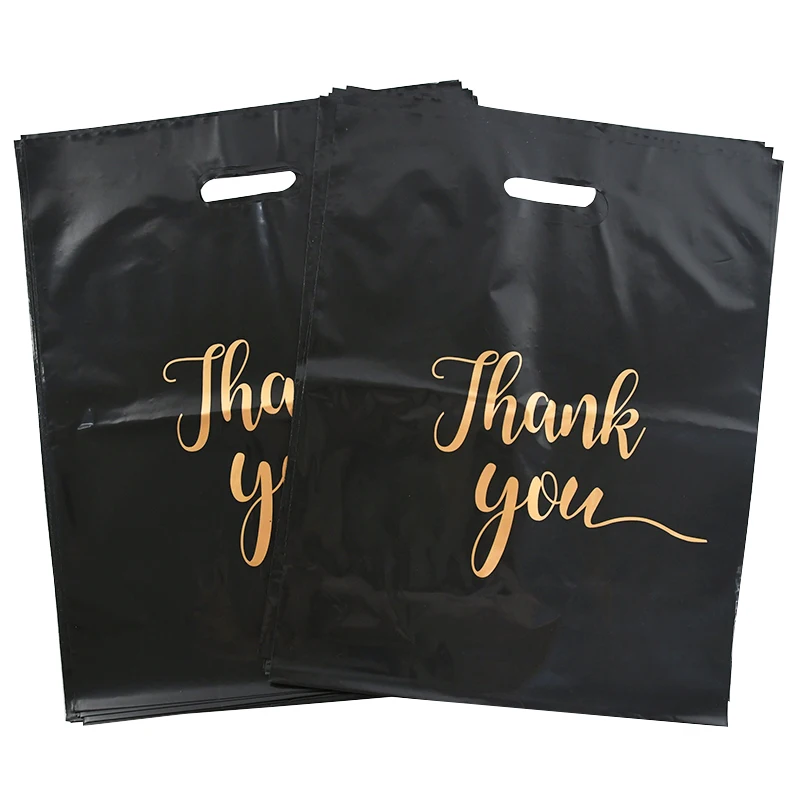 10Pcs Thank You Plastic Shopping Bags Gift Packaging Bag With Hand Wedding Party Favor Candy Cookie Wrapping Supplies