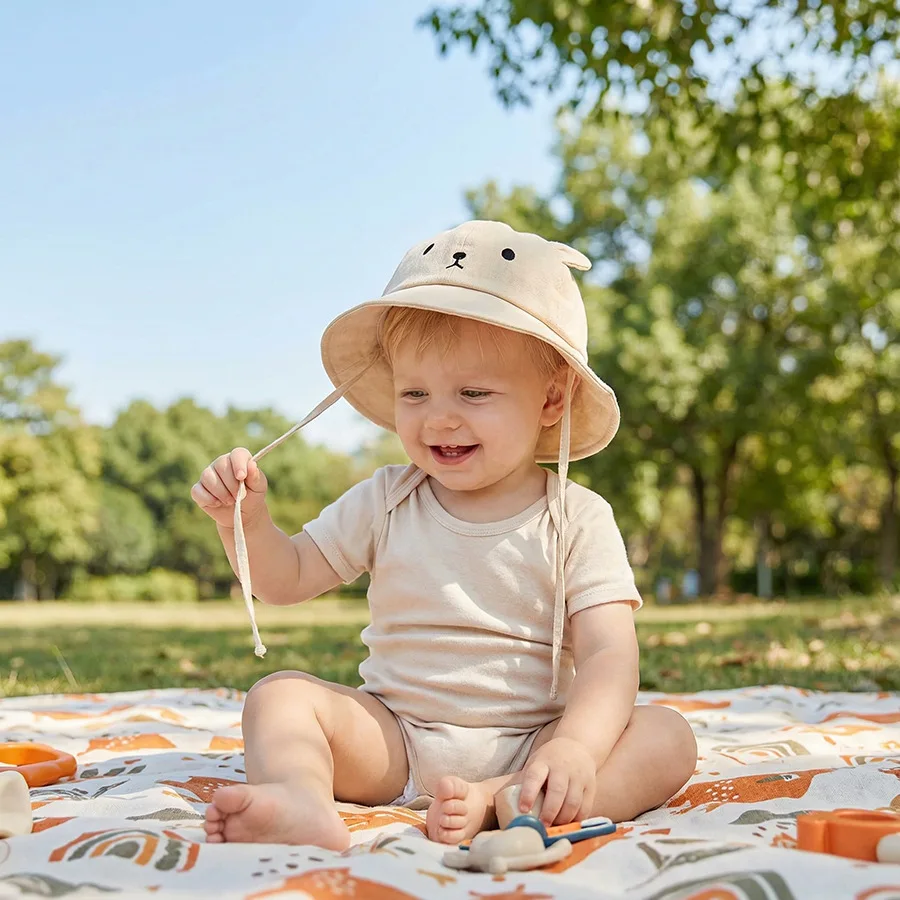 

Весенне-летняя детская шляпа в корейском стиле с очень милым медвежонком для мальчиков и девочек, защита от солнца и блокировка ультрафиолета