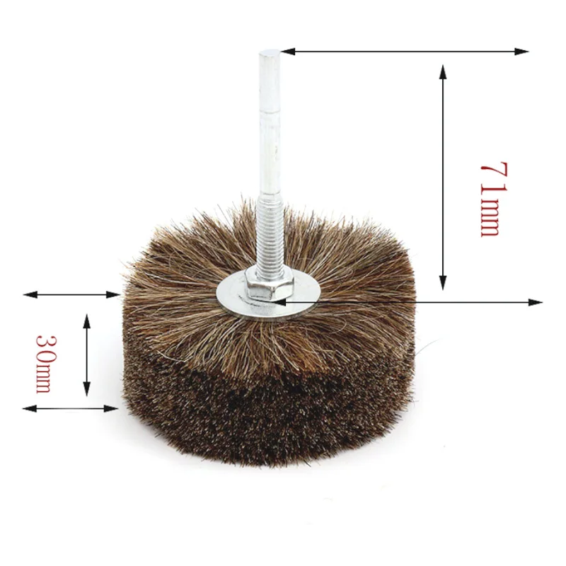 Bristle polishing brush, polishing brush working with polishing compound for wood and plastic hair removal, 1 piece