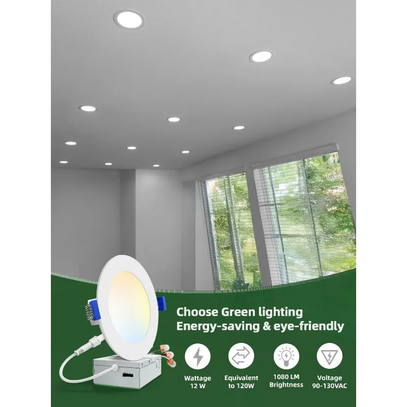 2025  24 Pack 6 Inch Ultra Adjustable Dimmable Can-Killer Downlight - ETL and Energy Star Certified (24 Pack,5CCT, 6 Inch)