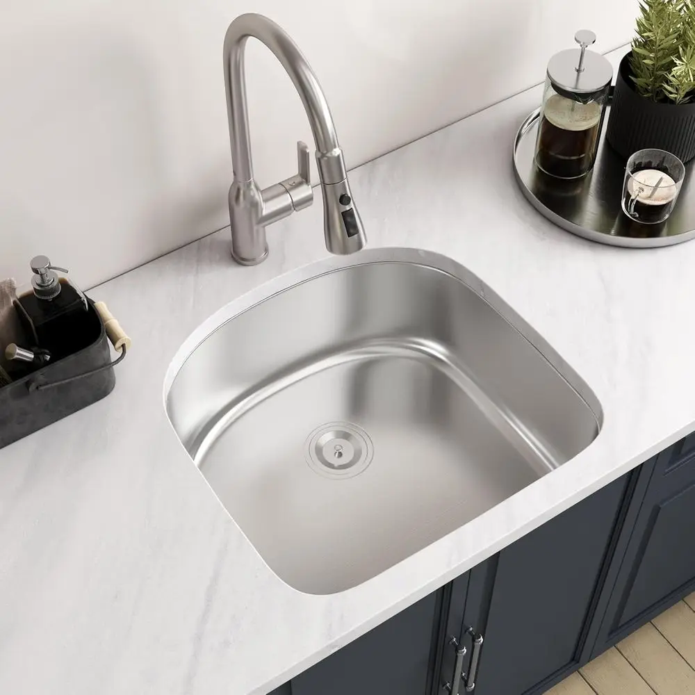 

Кухонная мойка из нержавеющей стали D-образной формы, 23 дюйма, с нижним креплением и сливным фильтром