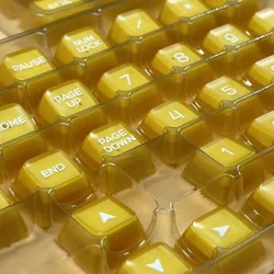 PBT two-color keycaps SA highly semi-transparent gold silk jade full set of injection molding keycaps, beige
