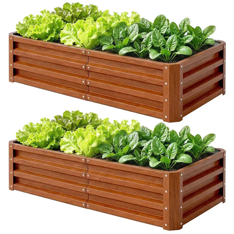Outsunny Galvanized Raised Garden Bed, 4' x 2' x 1' Metal Planter Box, for Growing Vegetables, Flowers, Herbs, Succulents, Brown