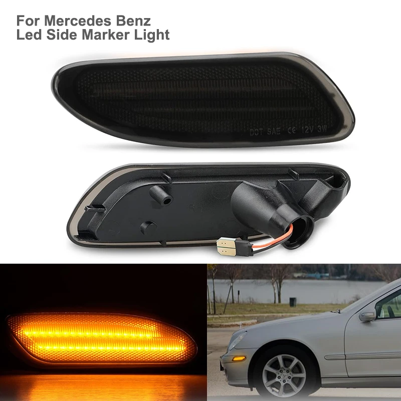 

2Pcs For Mercedes-Benz W203 C-Class NEW LED Side Marker Lamp Bumper Turn Signal Light OEM# 203 820 07 21