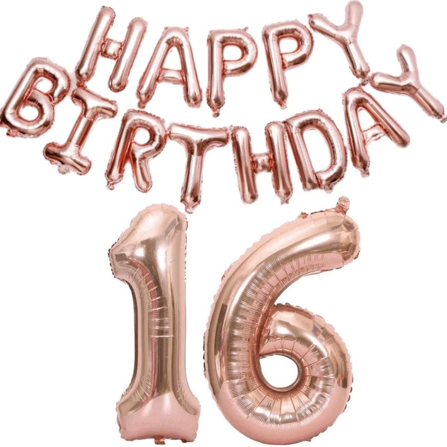 15pcs Happy Birthday Number Foil Balloon Kids Adult Party Simple Decorations Boy Girl 13 15 16 18 21 30 40 50 60 70 80 Year Old view 5