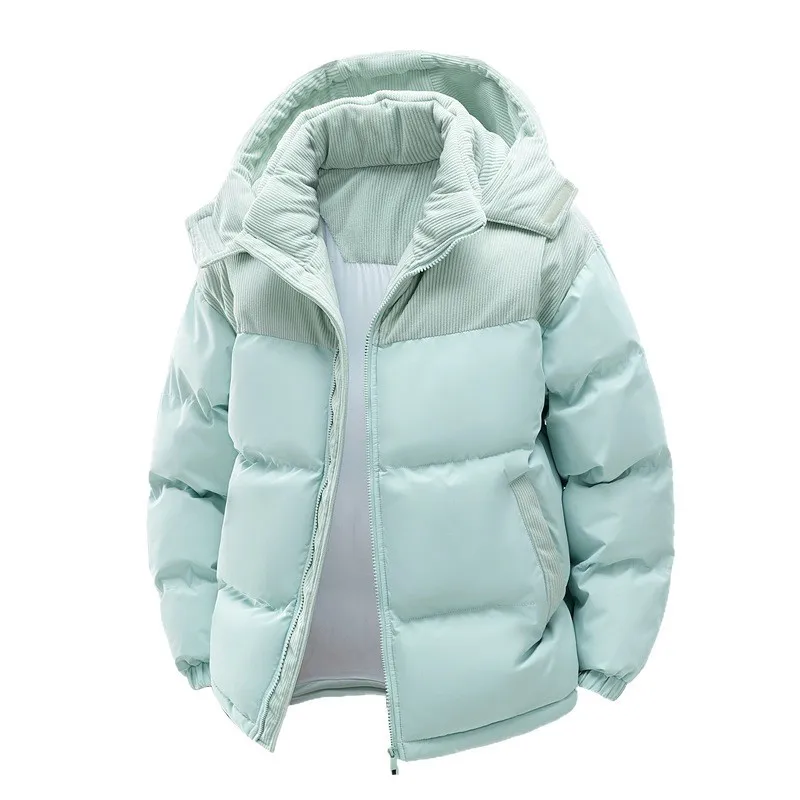 Women's Thick Hooded Jacket with Detachable Hood Zipper Closure Loose Fit Solid Color Casual Winter Warm Outerwear with Elastic